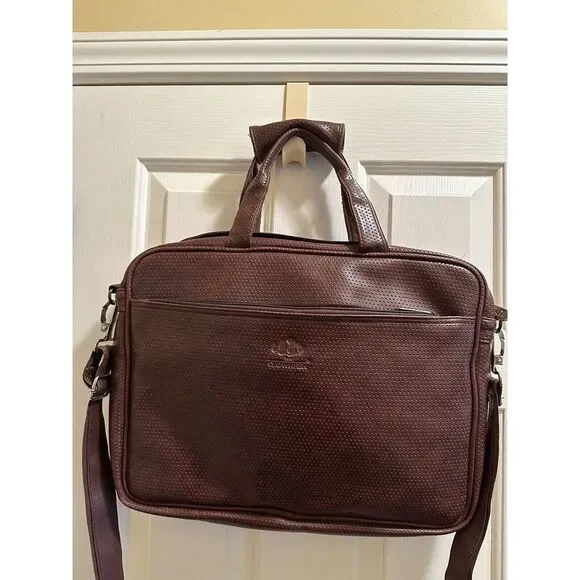 THE‎ CLOWNFISH Brown leather Laptop Messenger Bag Shoulder Hand Bag. - Picture 2 of 8